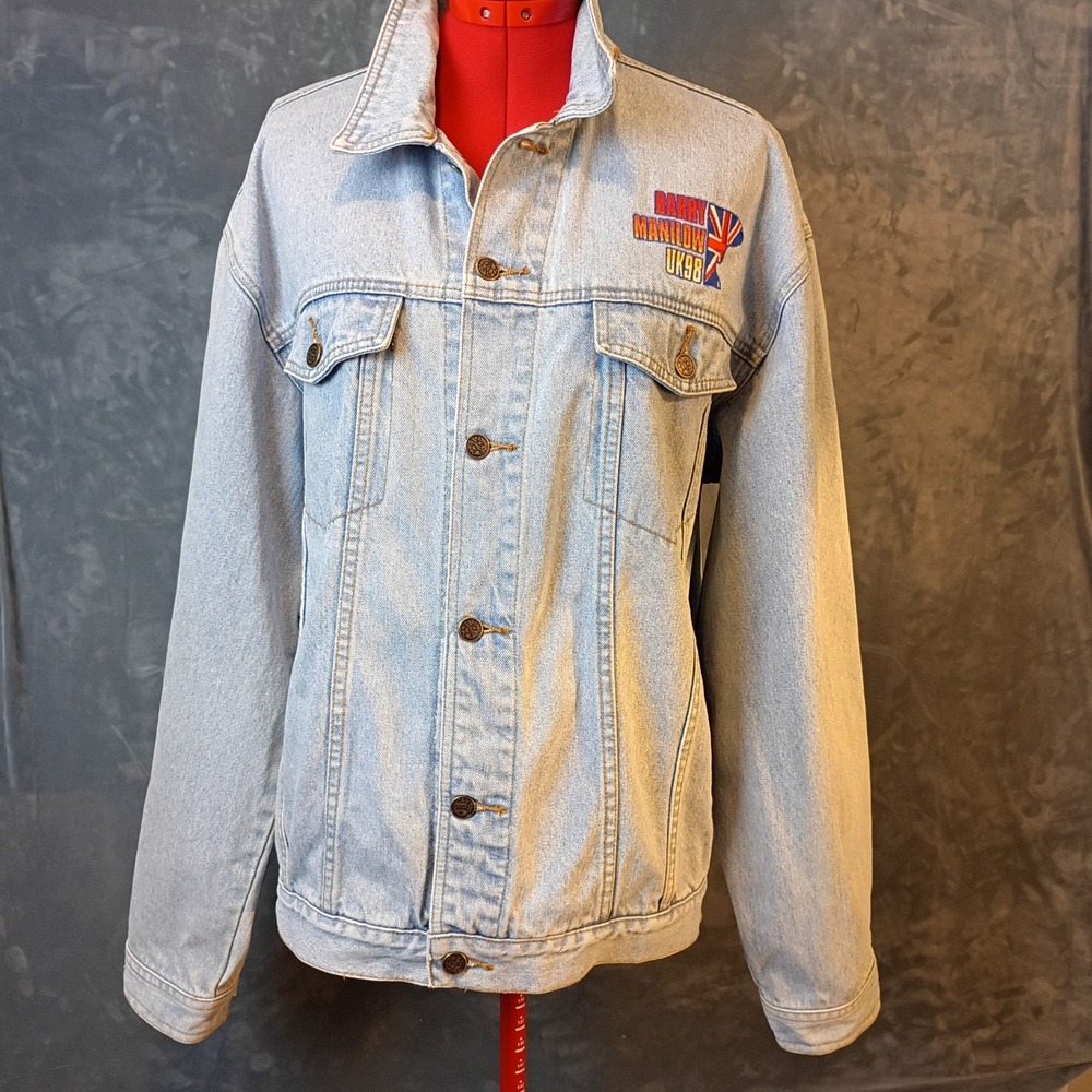 Vintage Barry Manilow UK 98 Tour Denim Jacket Light Wash Mens XL Concert Merch - Picture 7 of 7